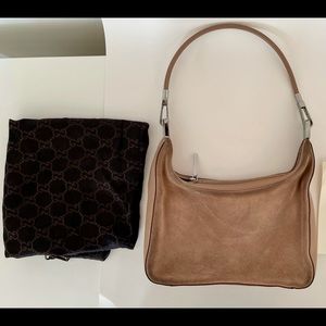 Gucci suede beige/tan shoulder bag